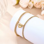 Personalised Heart-shaped Pendant Matching Magnetic Bracelet with Engraved Initial Birthday Valentine's Day Anniversary Gift for Couples Friends