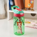 Personalisierte Cartoon Mini Boss Charakter Name 16 oz Kind Wasserflasche mit Stroh und Spill-Proof-Deckel zurück zu Schule Geburtstag Geschenk für Mädchen Jungen