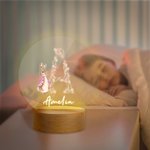 Personalisierte Floral Initial niedlichen Peter Rabbit Acryl LED-Nachtlicht mit hölzernen Basis und Name Home Decor Ostern Party Geburtstag Geschenk für Kinder