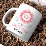 Personalized Baby Footprint 11 oz 15 oz Ceramic Mug with Name and Year Birthday Baby Shower Gift for New Parents Mom Dad
