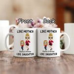 Personalized Like Mother Like Daughter Cartoon Character 11 oz Ceramic Mug with Name Mother's Day Birthday Gift for Women