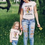 Personalized Love Flower Hug Cartoon Characters 100% Cotton Baby Bodysuit T-shirt Parent-child Set with Name First Mother's Day Gift for Mom Kids