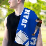 Toalla personalizada suave y de secado rápido con dibujo de balón nombre y clip regalo de cumpleaños para amantes del deporte