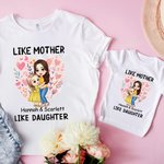 Personalized Love Flower Hug Cartoon Characters 100% Cotton Baby Bodysuit T-shirt Parent-child Set with Name First Mother's Day Gift for Mom Kids