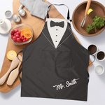 Personalisierte Anzug Abendkleid Design Name wasserdicht Schürze mit Taschen und verstellbarem Halsband Bridal Shower Jahrestag Geschenk für Newlyweds