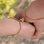 Personalised Heart-shaped Pendant Matching Magnetic Bracelet with Engraved Initial Birthday Valentine's Day Anniversary Gift for Couples Friends