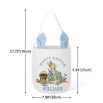 Personalized Happy Easter Cute Peter Rabbit Ears Bucket Bag with Initial and Name Easter Egg Hunt Basket Easter Birthday Party Favors Gift for Kids