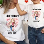 Personalized Love Flower Hug Cartoon Characters 100% Cotton Baby Bodysuit T-shirt Parent-child Set with Name First Mother's Day Gift for Mom Kids