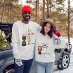 Personalized Cross Birth Flower Bunny Ear Cartoon Character Kid Adult T-shirt Sweatshirt with Name Easter Party Gift for Kids Family