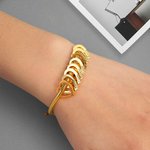 Personalised Dainty Heart Charm Bracelet with 1-12 Engraved Names Family Jewellery Mother's Day Birthday Gift for Mom Grandma