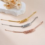 Personalised Dainty Heart Charm Bracelet with 1-12 Engraved Names Family Jewellery Mother's Day Birthday Gift for Mom Grandma