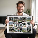 Personalized Soccer Basketball Cheer Photo Collage Canvas Painting with Team Name Birthday Home Decor Gift for Sport Coach