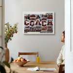 Personalized Soccer Basketball Cheer Photo Collage Canvas Painting with Team Name Birthday Home Decor Gift for Sport Coach