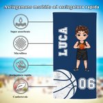 Asciugamano da spiaggia assorbente personalizzato con nome e numero essenziale per vacanze al mare regalo per amanti di basket e pallavolo