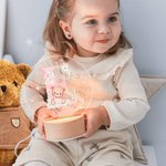 Gepersonaliseerd Schattig Teddybeer Bloem Voorletter Acryl LED Nachtlampje met Naam en Houten Basis Kinderdag Home Decor Verjaardagscadeau voor Jongens Meisjes