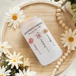 Personalisierte Omas Garten 1-12 Geburt Blumen Täglicher Gebrauch 20 oz Name Milchglasbecher mit Deckel und Strohhalm Tägliches Muttertagsgeschenk für Oma Mom