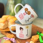 Personalized Cartoon Mini Boss Character Birth Flower 12 oz Enamel Mug with Name Back to School Birthday Gift for Boys Girls