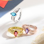 Bague Personnalisée avec Texte et Pierre de Naissance Classe de 2024 Bijoux Gravés Cadeau de Fin d'Études pour Femme