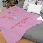 Personalized Word Cloud Birth Flower Heart Soft Family Blanket with 1-15 Names Mother's Day Birthday Housewarming Gift for Grandma Mom