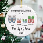 Décoration Noël Thème Our First Christmas As A Family Ornement Pendentif pour Arbre Cadeau Noël pour la Famille
