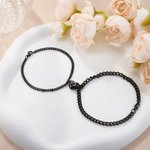 Personalised Heart-shaped Pendant Matching Magnetic Bracelet with Engraved Initial Birthday Valentine's Day Anniversary Gift for Couples Friends