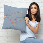 Personligt ordmoln födelse blomma hjärta mjuk kasta kuddeöverdrag med 1-15 namn mors dag födelsedag inflyttningspresent för mormor mamma