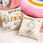 Personlig söt barnliknande krona sockerrör tandfé kudde med namn och ficka första tand förlorad födelsedagspresent för pojkar flickor