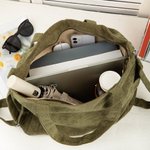 Henkilökohtainen vapaa Corduroy vetoketju Crossbody Kangaskassi kirjailtu nimi ja useita taskuja Travel tarvikkeet syntymäpäivälahja perheelle ystäville