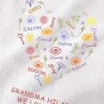 Personalised Heart Birth Flower Name Cloud Super Absorbent 100% Cotton Waffle Towel with 1-15 Names Birthday Mother's Day Gift for Mom Grandma Family