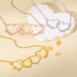 Personalized 1-8 Names Heart Pendant Necklace Dainty Family Jewellery Birthday Anniversary Mother's Day Gift for Women