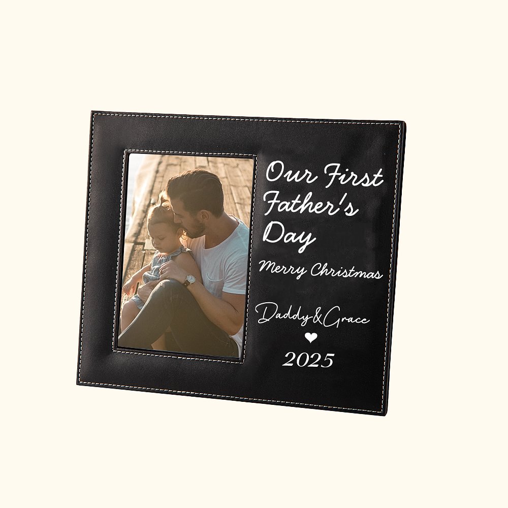 Cadre de Photo Personnalisé avec Texte Nom Année Cadre à Support Pliable Crochet Cadeau Fête des Pères pour Nouveau Papa Bébé Nouveau-né