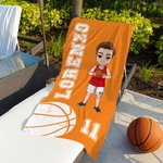 Asciugamano da spiaggia assorbente personalizzato con nome e numero essenziale per vacanze al mare regalo per amanti di basket e pallavolo
