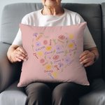 Personligt ordmoln födelse blomma hjärta mjuk kasta kuddeöverdrag med 1-15 namn mors dag födelsedag inflyttningspresent för mormor mamma