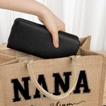 Personalized Leopard Print Love Heart 1-12 Names Reusable Large Jute Tote Bag with Nickname Mother's Day Birthday Gift for Women