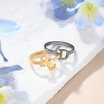 Gepersonaliseerde Mini Dubbele Initialen Design Ring Sierlijke Sieraden Verjaardag Verjaardag Moederdag Cadeau voor Moeder Vriendin Zussen