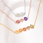 Personalized Dainty 1-8 Colorful Birth Flower Pendant Necklace Family Jewelry Birthday Mother's Day Gift for Women