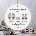 Décoration Noël Thème Our First Christmas As A Family Ornement Pendentif pour Arbre Cadeau Noël pour la Famille