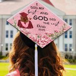 Personalized Glitter Birth Flower Back View Student I Did My Best Graduation Cap Topper Decoration with Name and Year Graduation Gift for Graduates