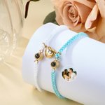 Personalised Photo Projection Matching Magnetic Braided Bracelet with Engraved Initial Birthday Valentine's Day Anniversary Gift for Couples Friends