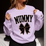 Henkilökohtainen Monivärinen Leopard Bow 1-16 Nimet Pehmeä Crew Neck T-paita Sweatshirt otsikko Syntymäpäivä Äitienpäivä arvostus lahja äidille Isoäiti