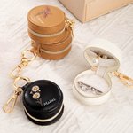 Personalized Portable Birth Flower PU Leather Ring Holder Jewelry Box with Name Birthday Mother's Day Gift for Her