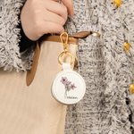 Personalized Portable Birth Flower PU Leather Ring Holder Jewelry Box with Name Birthday Mother's Day Gift for Her