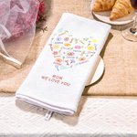 Personalised Heart Birth Flower Name Cloud Super Absorbent 100% Cotton Waffle Towel with 1-15 Names Birthday Mother's Day Gift for Mom Grandma Family