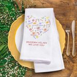 Personalised Heart Birth Flower Name Cloud Super Absorbent 100% Cotton Waffle Towel with 1-15 Names Birthday Mother's Day Gift for Mom Grandma Family