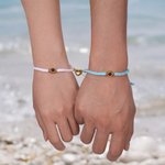 Personalised Photo Projection Matching Magnetic Braided Bracelet with Engraved Initial Birthday Valentine's Day Anniversary Gift for Couples Friends