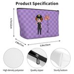 Personlig Poliskvinna Tecknad karaktär Födelseblomma Sminkväska med namn Gradering Födelsedagspresent för kvinnlig polis