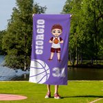 Asciugamano da spiaggia assorbente personalizzato con nome e numero essenziale per vacanze al mare regalo per amanti di basket e pallavolo