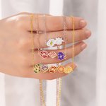 Personalized Dainty 1-8 Colorful Birth Flower Pendant Necklace Family Jewelry Birthday Mother's Day Gift for Women