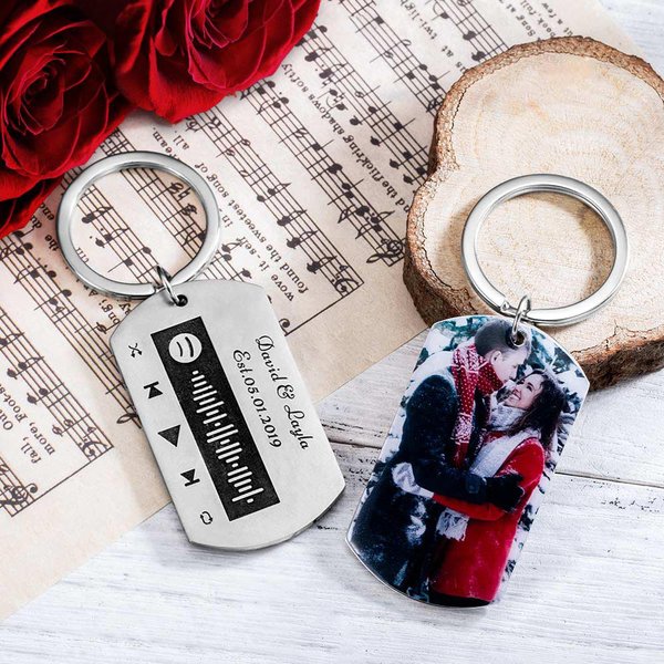 Aangepaste Spotify foto liefdesliedjes sleutelhanger Gift voor hem / haar