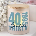 Barattolo personalizzato senza tempo con candela a LED e coperchio in legno Regalo di compleanno e anniversario per amici e parenti